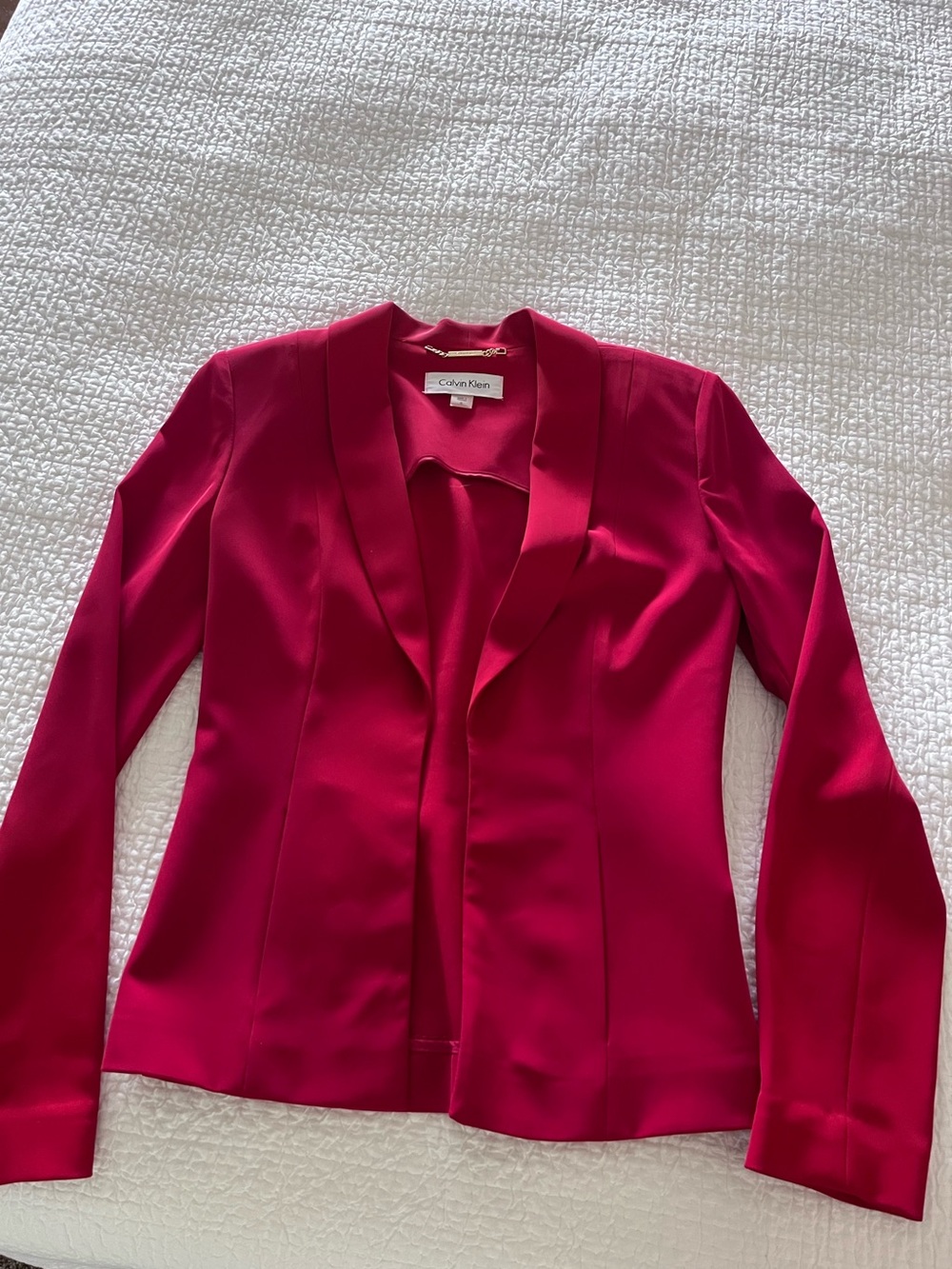 Calvin Klein Women's Red Open-Front Blazer